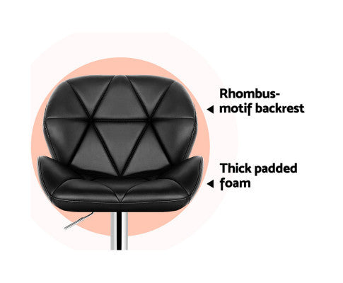 JACKSON (SET OF 4) PU LEATHER GAS LIFT BAR STOOLS - BLACK