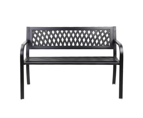 CONNAN OUTDOOR METAL BENCH WITH ARMREST - BLACK