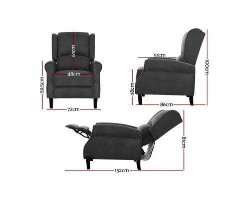 AFTON RECLINER ARM CHAIR - CHARCOAL