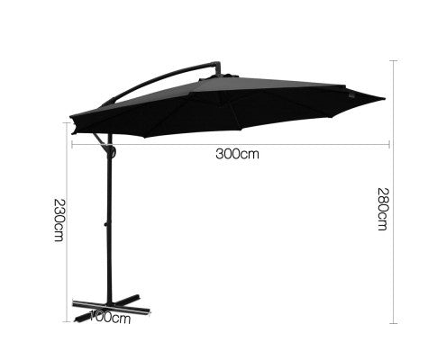 WISTERIA OUTDOOR UMBRELLA - BLACK