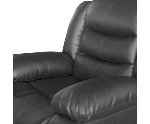 ROCKY SINGLE SEATER PU LEATHER RECLINER - BLACK