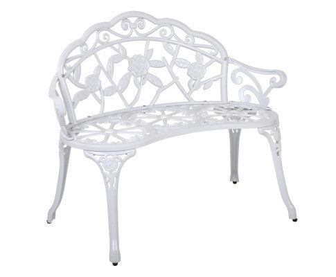 WALDEN OUTDOOR METAL BENCH WITH ARMREST - WHITE