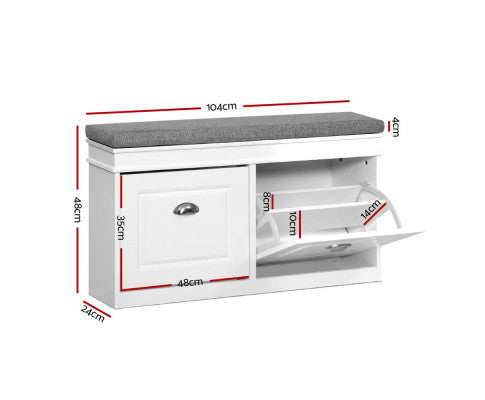 REGULUS SHOE CABINET BENCH - WHITE
