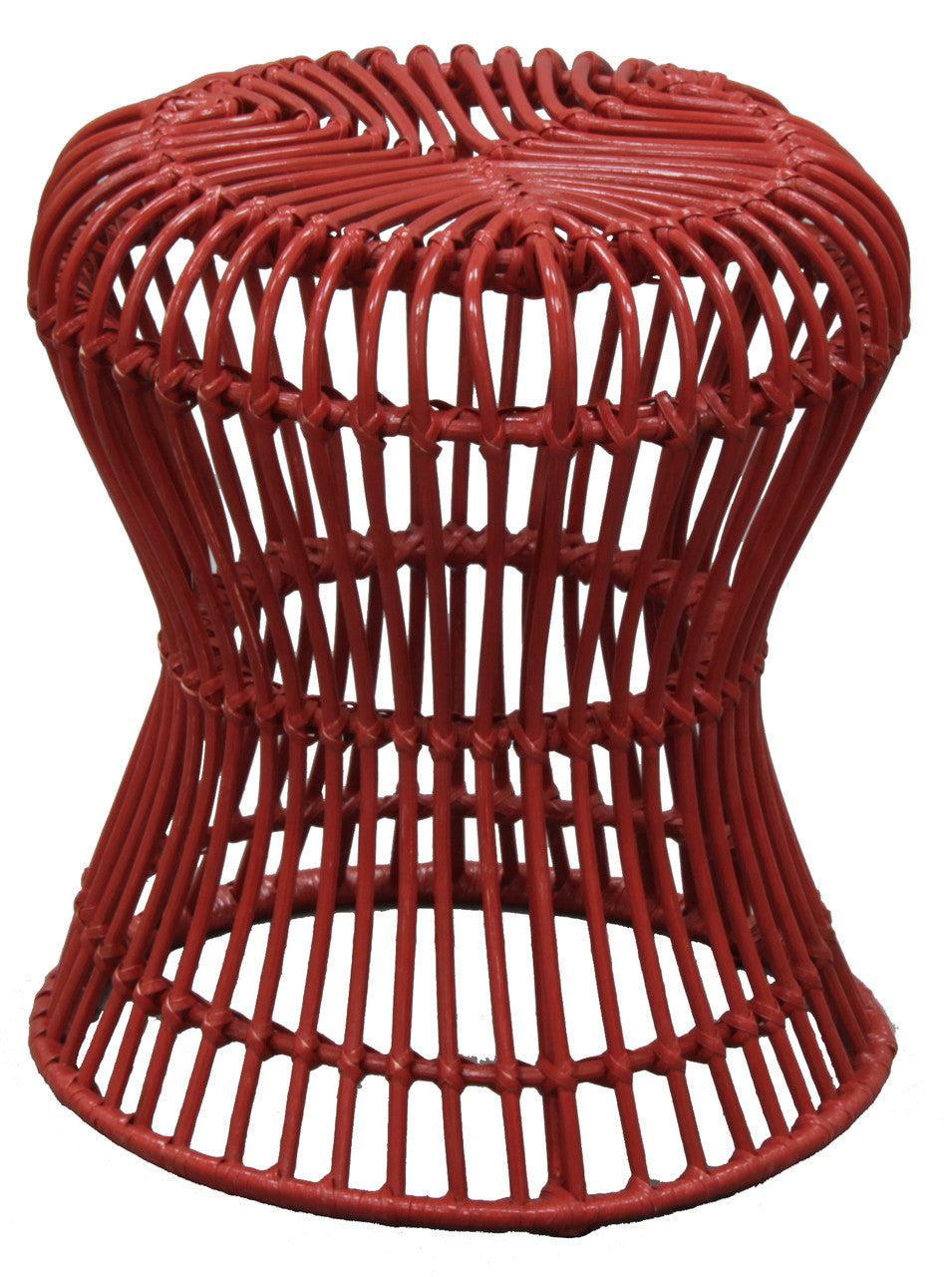 PRECIOUS HOURGLASS WOVEN RATTAN STOOL - WHITE OR RED