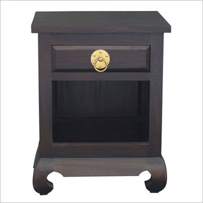 1 DRAWER SHANGHAI BEDSIDE WITH RING HANDLE (BS 001 OL RH) - MAHOGANY OR CHOCOLATE