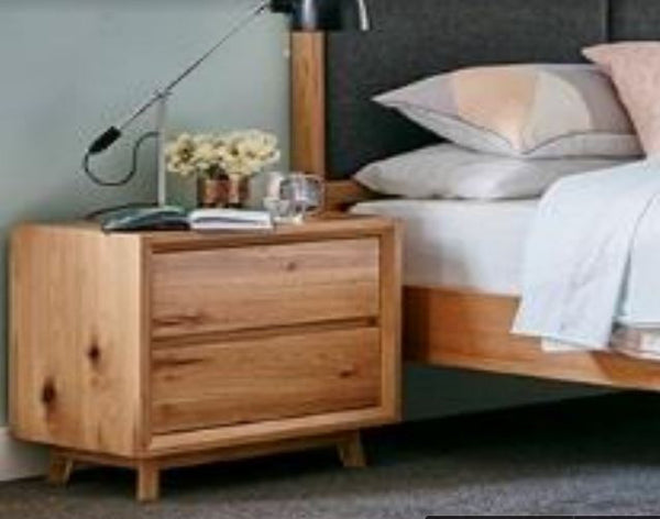 Boston 2 Drawer Bedside Table (MODEL:488) - White Oak