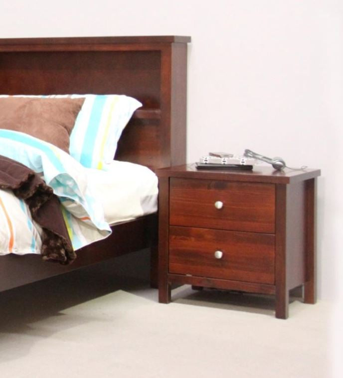 THERON 2 DRAWER BEDSIDE TABLE - (MODEL:2-9-12-12-25 - AS PICTURED