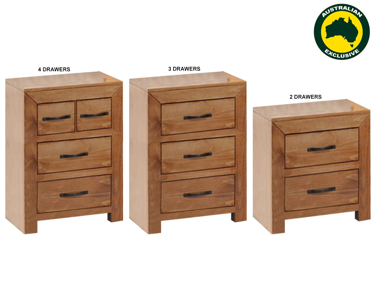 BUSTIN (AUSSIE MADE) BEDSIDE TABLE COLLECTION - ASSORTED STAINED COLOURS - STARTING FROM $399