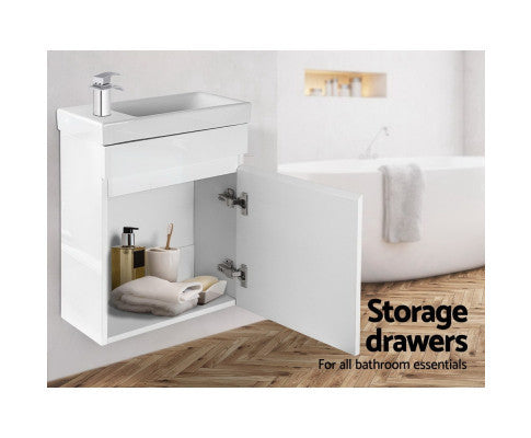 PERNELLE BATHROOM VANITY BASIN CABINET STORAGE - HIGH GLOSS WHITE