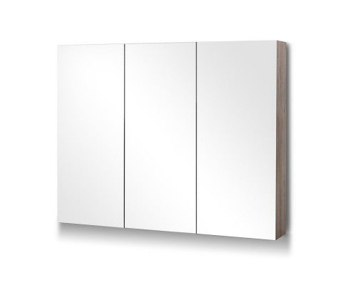 PERNELLE 3 DOOR BATHROOM STORAGE CABINET WITH VANITY MIRROR - NATURAL