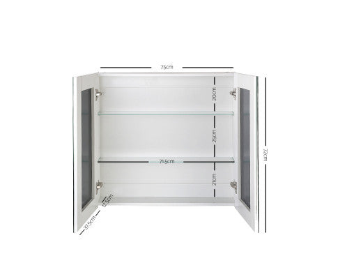 PERNELLE 2 DOOR BATHROOM STORAGE CABINET WITH VANITY MIRROR - WHITE