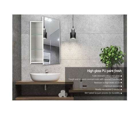 PERNELLE SINGLE DOOR BATHROOM STORAGE CABINET WITH VANITY MIRROR - WHITE