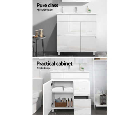 PERNELLE BATHROOM VANITY CABINET UNIT - HIGH GLOSS WHITE