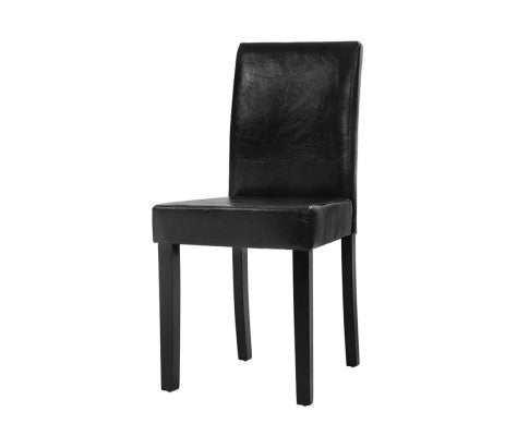 HELENA (SET OF 2) PU LEATHER HIGH BACK DINING CHAIR - BLACK