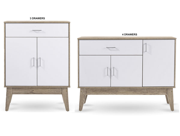 BARTEL LARGE SHOE CABINET 1200(W) - OAK + WHITE