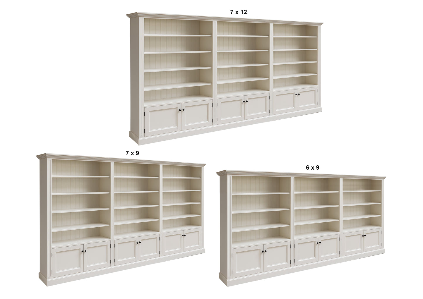 Bayside (AUSSIE MADE) 6 Door Bookcase Pigeon Paired (4 SECTIONS) Collection - Assorted Painted Colours