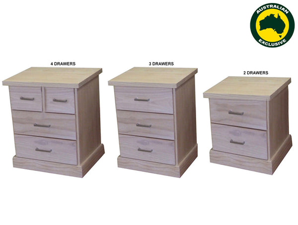 BAYSIDE (AUSSIE MADE) BEDSIDE TABLE COLLECTION - ASSORTED STAINED COLOURS