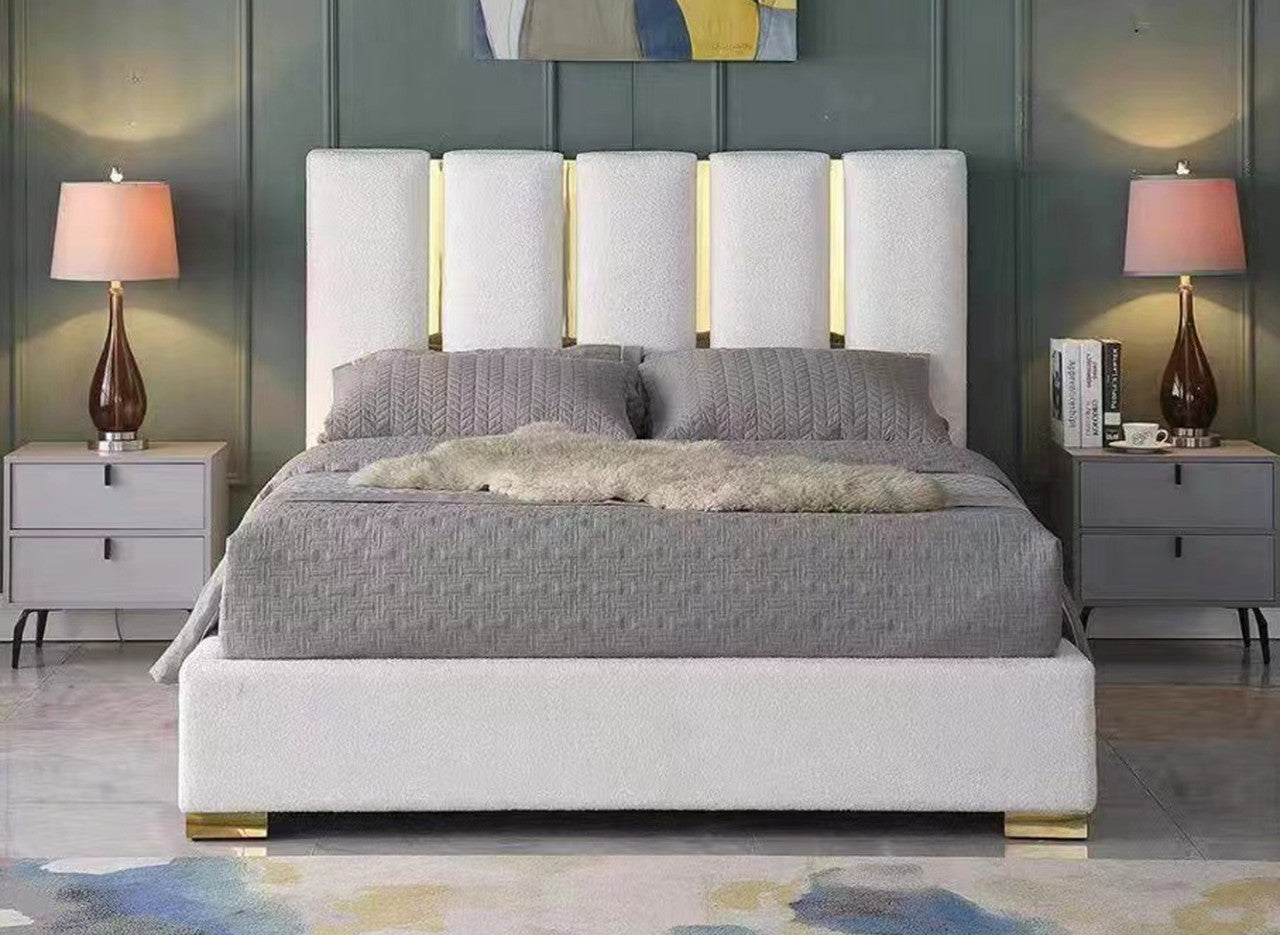 KING BISBEE VELVET FABRIC FANCY BED - AS PICTURED