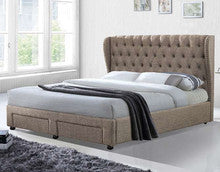 QUEEN LIVERMORE LEATHERETTE / LINEN / VELVET BED - ASSORTED COLOURS