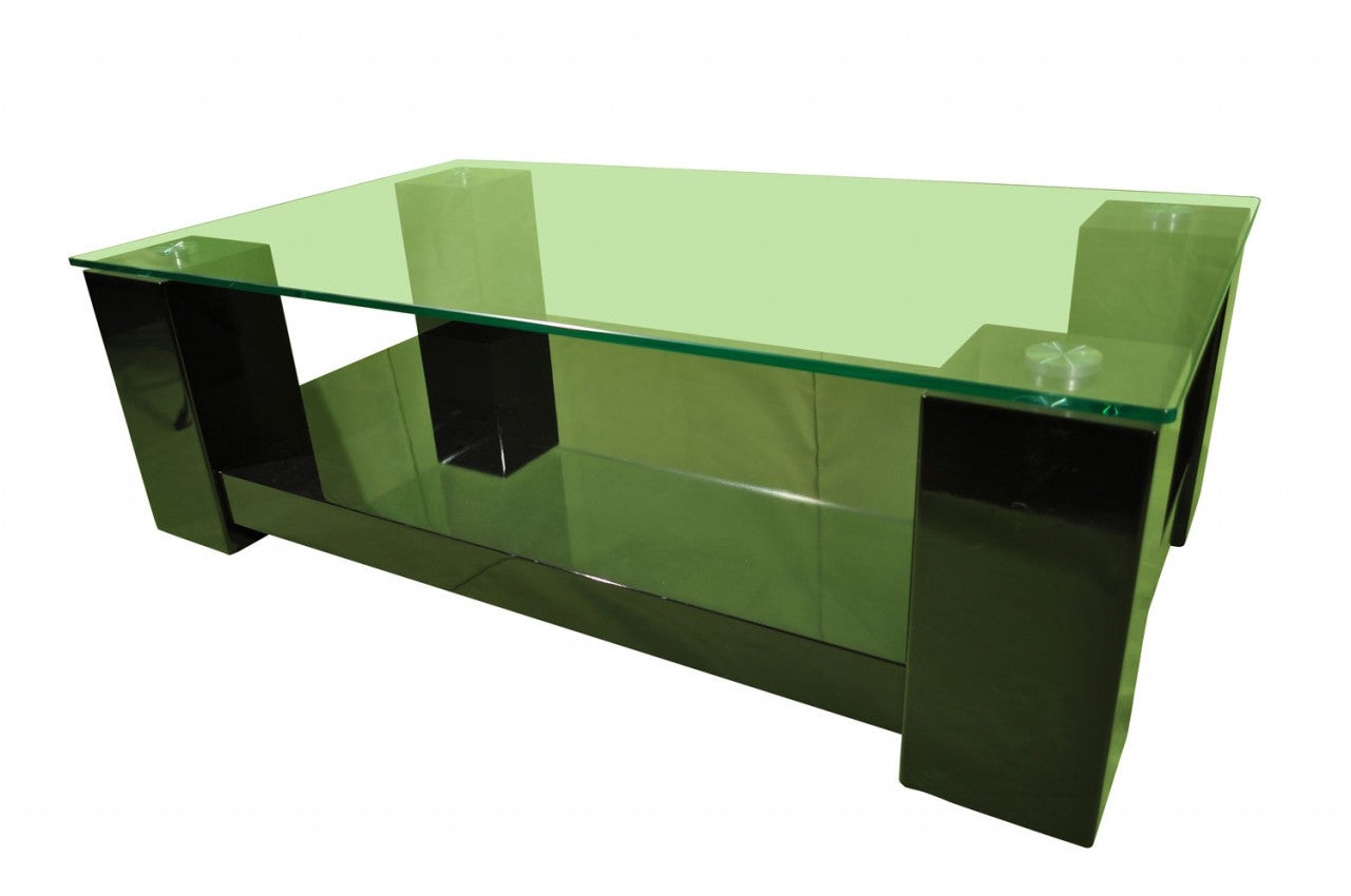 BLACK WINNIE RECTANGULAR COFFEE TABLE - 1380(W) X 800(D) - HIGH GLOSS BLACK