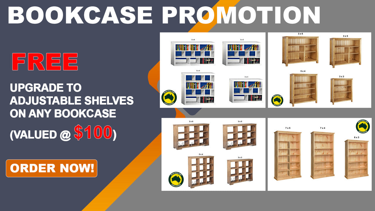 MANILLA (AUSSIE MADE) LOWLINE BOOKCASE COLLECTION - ASSORTED PAINTED COLOURS