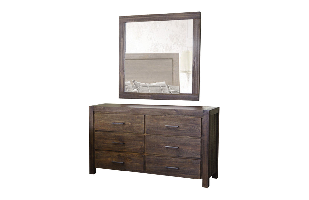 BRIELLE 6 DRAWER DRESSING TABLE WITH MIRROR - BRUSHED UMBER