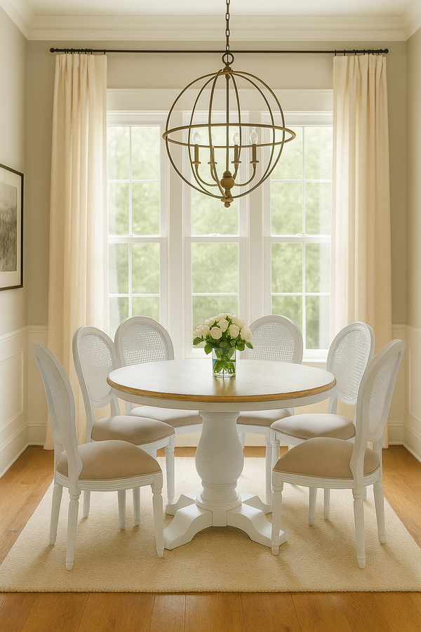 BRISTOL DINING SETTING WITH FRENCH VINTAGE CHAIRS COLLECTION - ASSORTED COLOURS