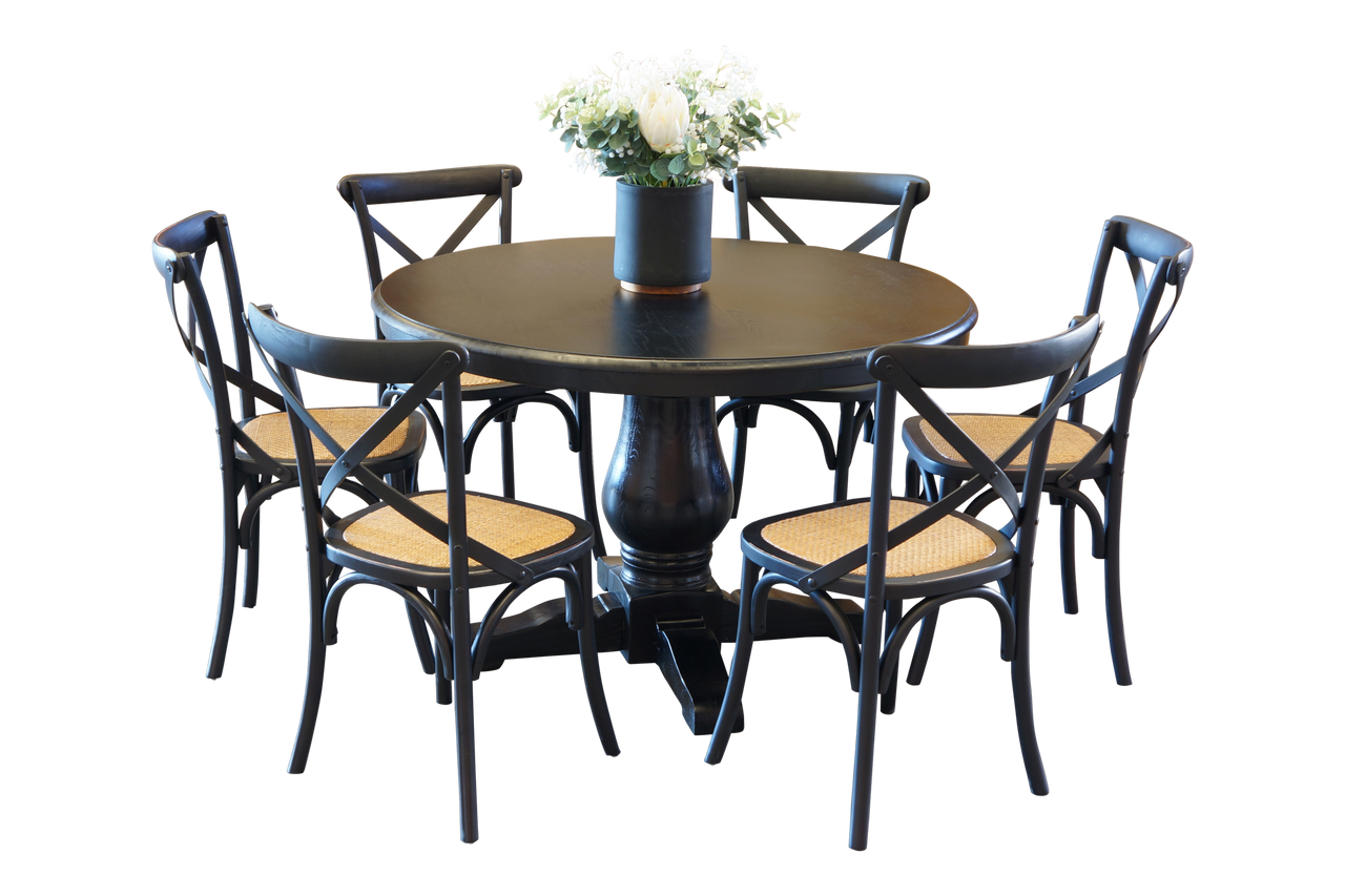 BRISTOL DINING SETTING WITH CROSS BACK CHAIRS COLLECTION - ASSORTED COLOURS - STARTING FROM $1499