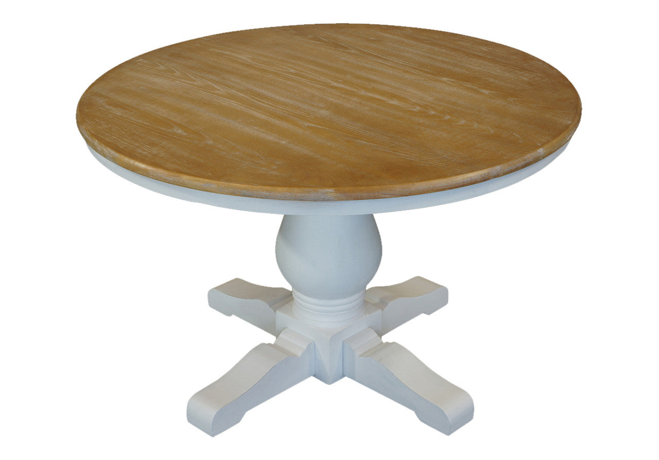BRISTOL ROUND HARDWOOD DINING TABLE - 1200(D) - BLACK, RUSTIC ELM OR WHITE / OAK