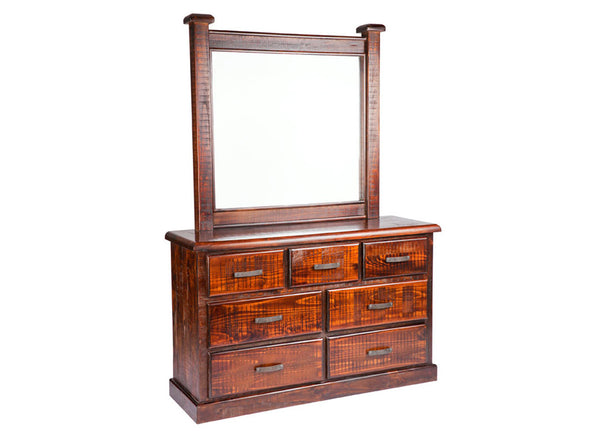 CALISTA (COB8437+M) 7 DRAWER DRESSING TABLE & MIRROR - 1895(H) x 1360(W) - ROUGH SAWED
