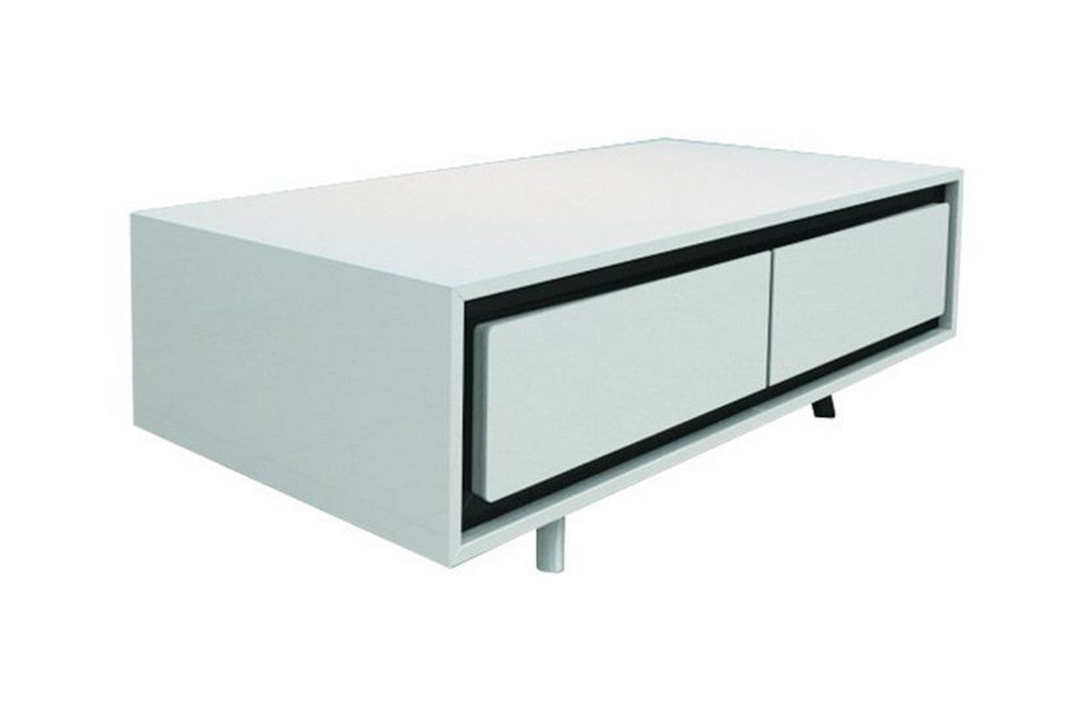 CALI 2 DRAWERS COFFEE TABLE (WD-168) - 1200(W) X 600(D)- HIGH GLOSSY WHITE