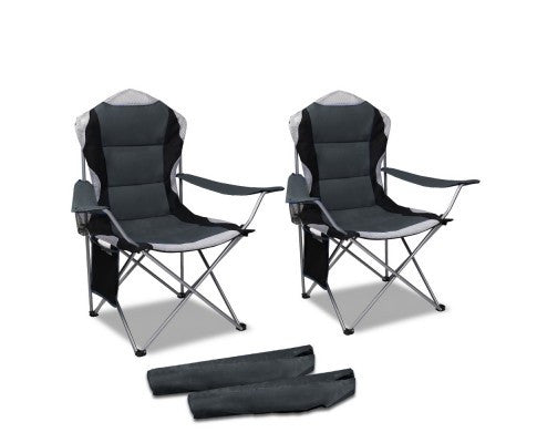 MIRA SET OF 2 FOLDING CAMPING CHAIR - GREY