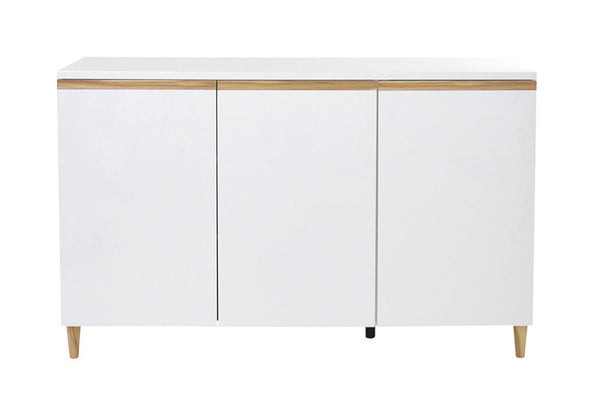 CARRIE 3 DOORS BUFFET - 900(H) x 1500(W) - HIGH GLOSS WHITE / CYPRESS TRIM