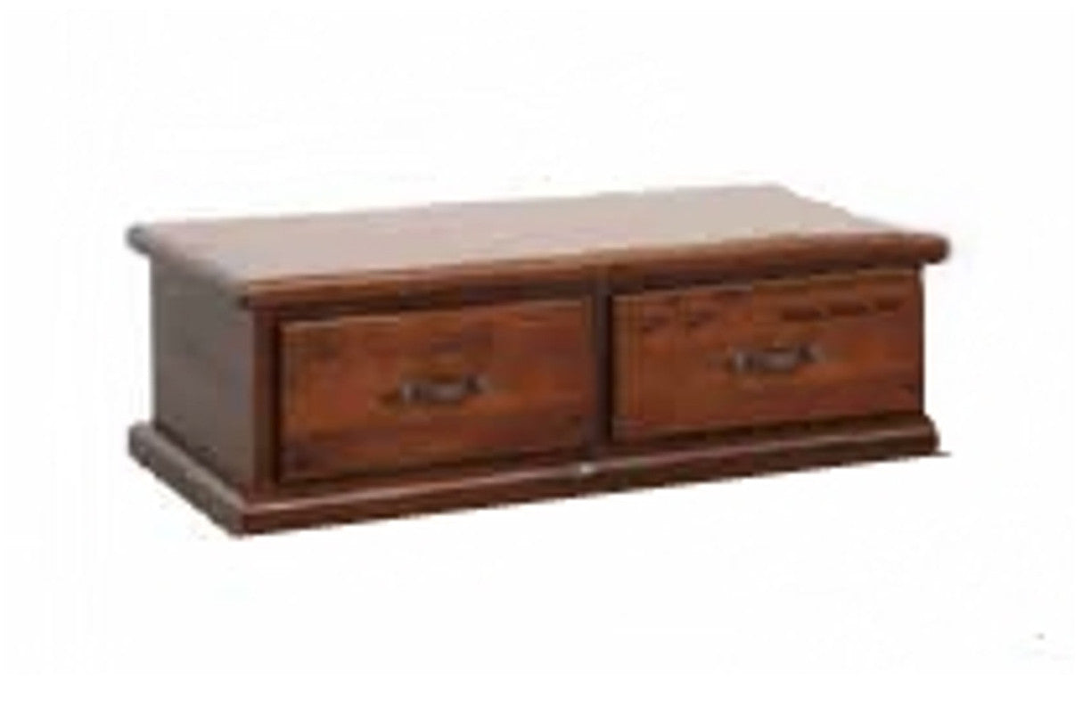 CARSON / ARNCLIFFE (AUSSIE MADE) 2 DRAWER COFFEE TABLE- 1100(W) x 600(D)- (60144) - ANTIQUE WHITE / FRUITWOOD TOP