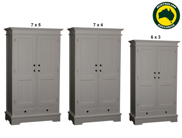 CASTRO (AUSSIE MADE) HARDWOOD 2 DOOR / 2 DRAWER WARDROBE COLLECTION - ASSORTED PAINTED / STAINED COLOURS