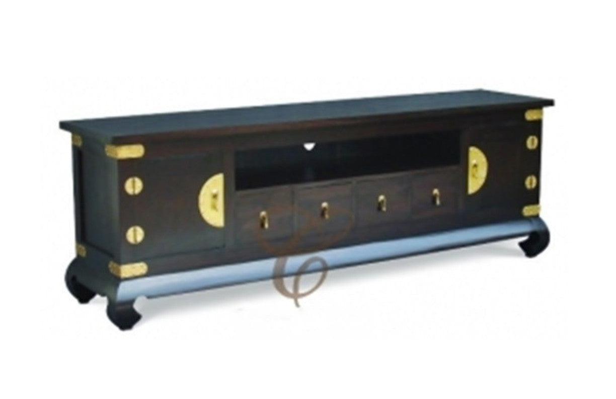 CHINESE 2 DOOR 4 DRAWER ENTERTAINMENT UNIT ( EU 204 LCSN) -630(H) X 1900(W)- MAHOGANY OR CHOCOLATE