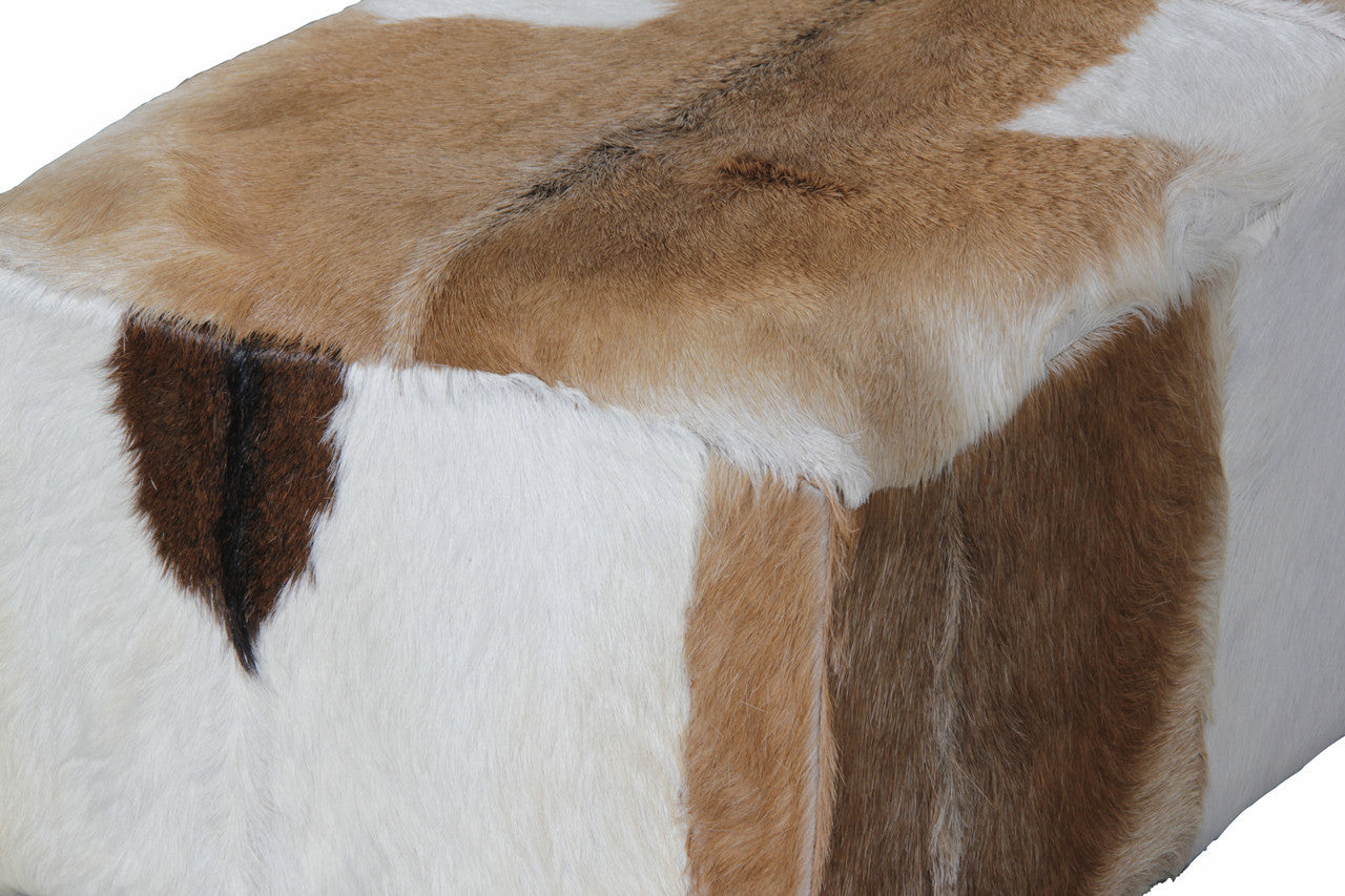 RHYNO GOAT HIDE UPHOLSTERED OTTOMAN - LARGE - 450(H) X 1090(W) -TORTOISESHELL