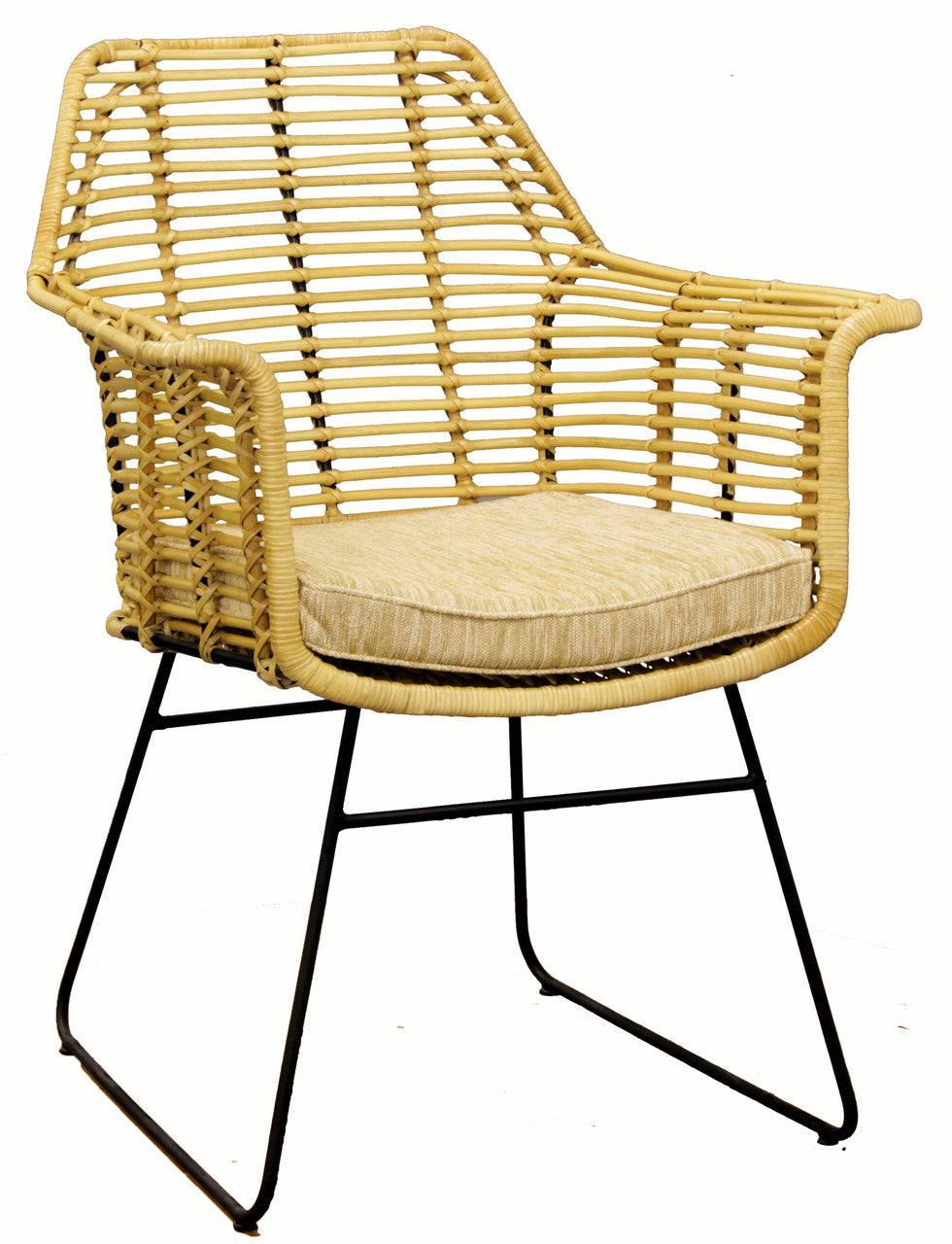 BILL CLASSICAL WOVEN RATTAN OCCASIONAL CHAIR WITH CUSHION - NATURAL