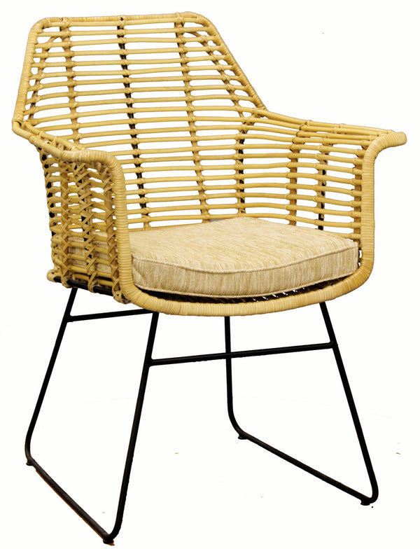 BILL CLASSICAL WOVEN RATTAN OCCASIONAL CHAIR WITH CUSHION - NATURAL