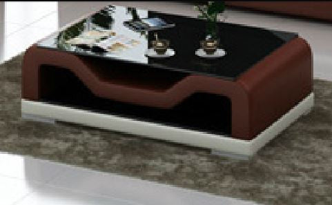 MAYOR (G8020D) FULL LEATHERETTE + 2 TEMPERED GLASS COFFEE TABLE - 1200(W) X 700(D)- ASSORTED COLOURS AVAILABLE