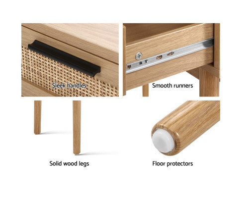 JOHNSON RATTAN CONSOLE TABLE WITH 2 DRAWERS - NATURAL