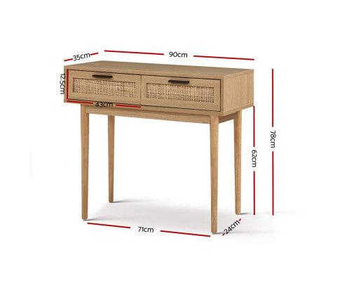 JOHNSON RATTAN CONSOLE TABLE WITH 2 DRAWERS - NATURAL