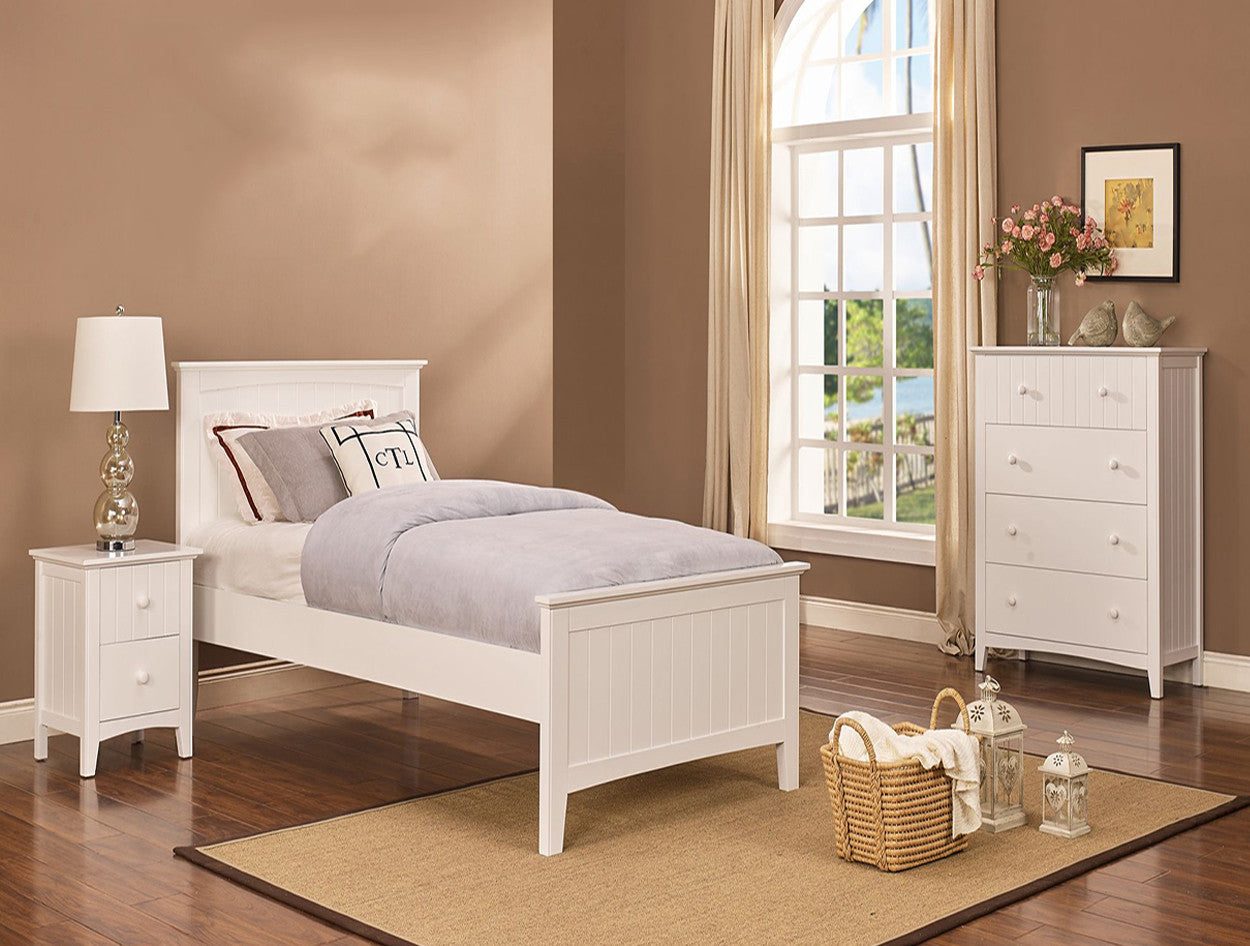 DOUBLE CORBIN (5203) TIMBER VENEER BED - WHITE
