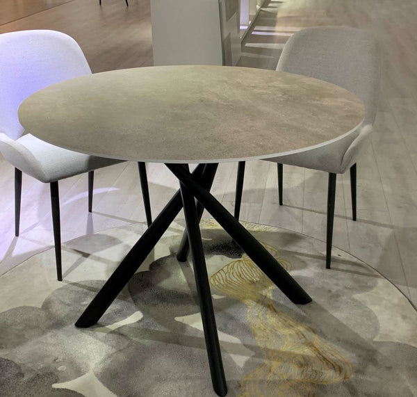 CROWN ROUND DINING TABLE - 1100(D) - GREY MARBLE EFFECT
