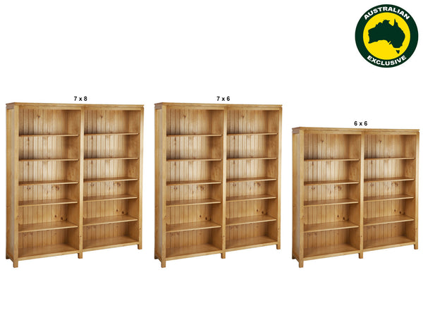 CALISTOGA (AUSSIE MADE) BOOKCASE PIGEON PAIRED COLLECTION - ASSORTED STAINED COLOURS