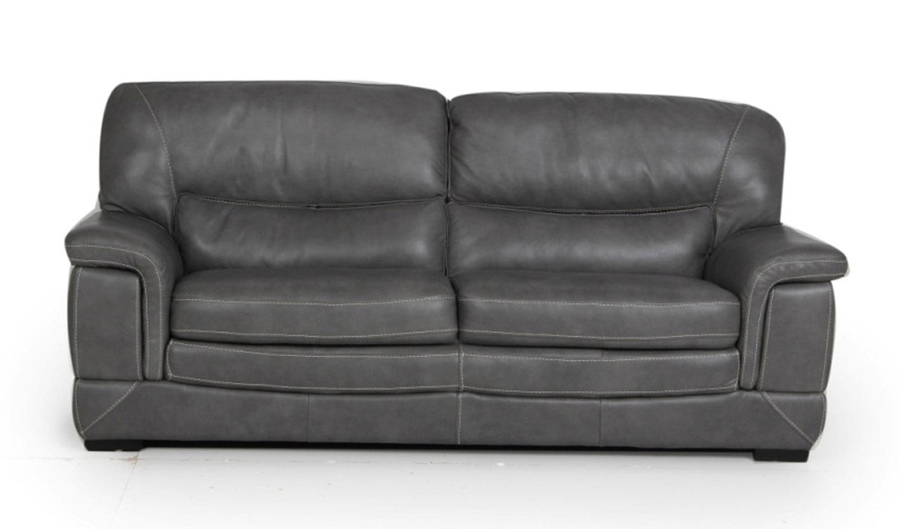 CAMBRIDGE (V-9307) 3 SEATER + 2 SEATER LEATHER LOUNGE SUITE - DARK GREY OR LIGHT GREY