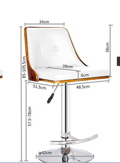 FLORENCE GAS LIFT (SET OF 2) BAR STOOLS - WHITE + WALNUT