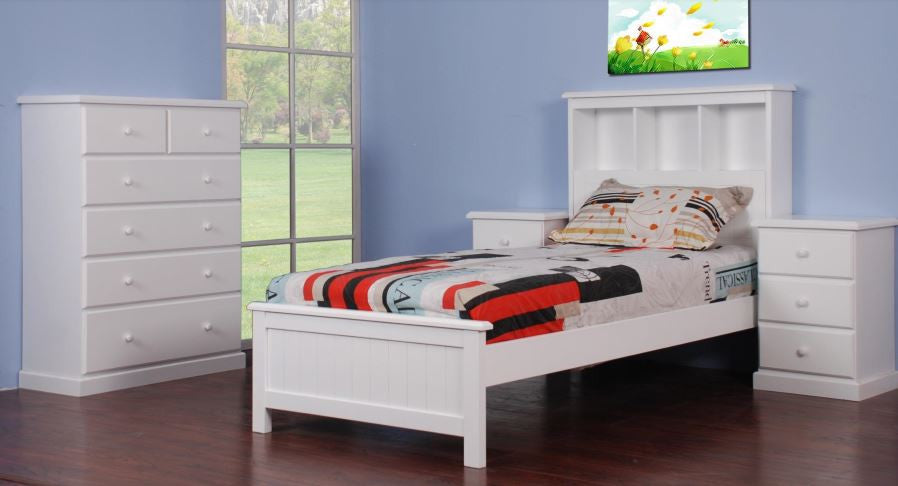 KAMPARI SINGLE OR KING SINGLE 3 PIECE BEDROOM SUITE - (MODEL:20-15-13-13-9) - WHITE