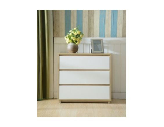 GETTY 3 DRAWER LOWBOY CHEST - 750(H) x 740(W) - VINTAGE OAK / WHITE