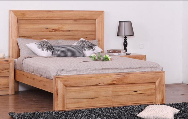 QUEEN QUAKERS HARDWOOD BED FRAME - (MODEL:12-25-15-14) - NATURAL